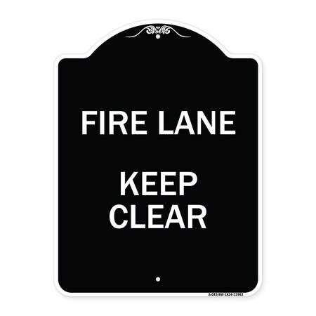 Signmission Fire Lane Keep Clear Heavy-Gauge Aluminum Architectural Sign, 24" x 18", BW-1824-23983 A-DES-BW-1824-23983